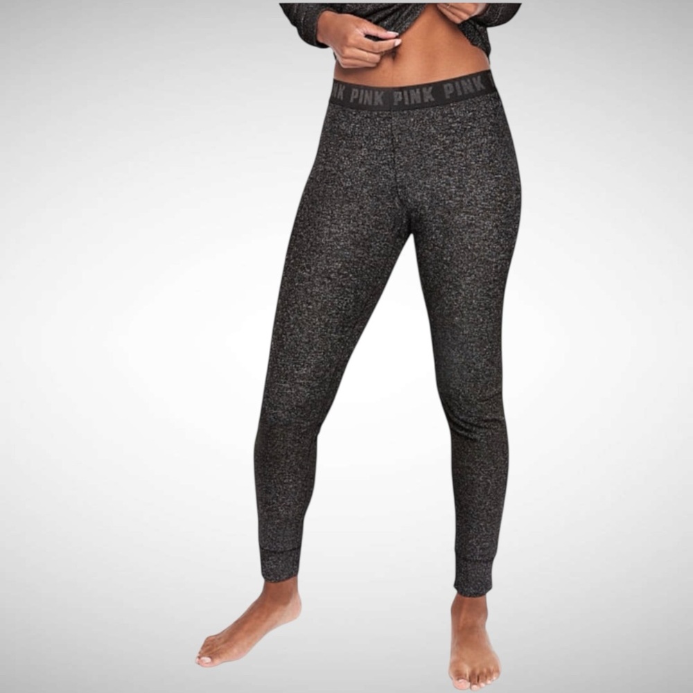 VS Pink L heathered black cozy PJ leggings - Picture 10 of 15